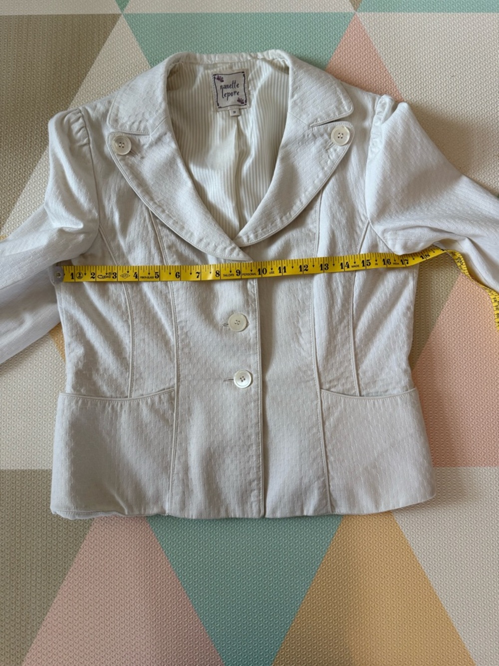 Nanette Lepore Vintage Cream Button-Front Tailored Blazer Size 10 - Picture 5 of 10